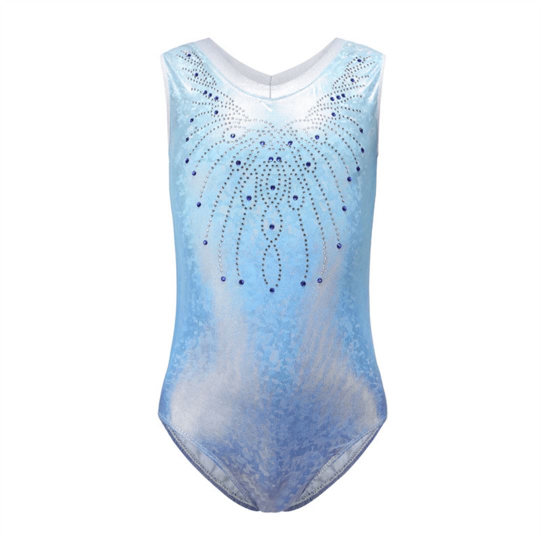 Blue Sparkle Leotard with Rhinestones