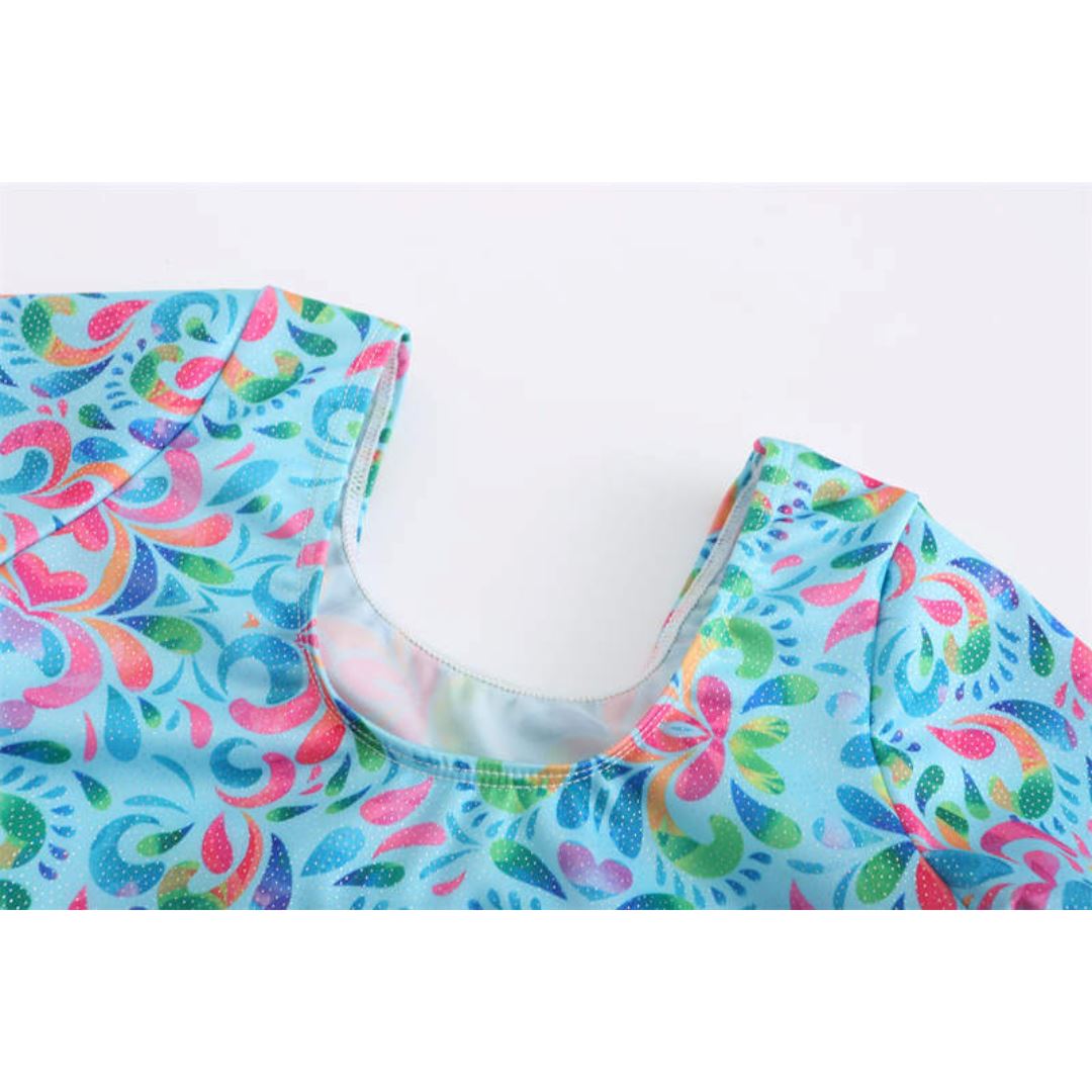 Blue Tropical Long Sleeve Leotard