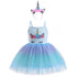 Blue Unicorn Dress with Tulle & Headband