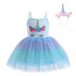 Blue Unicorn Dress with Tulle & Headband