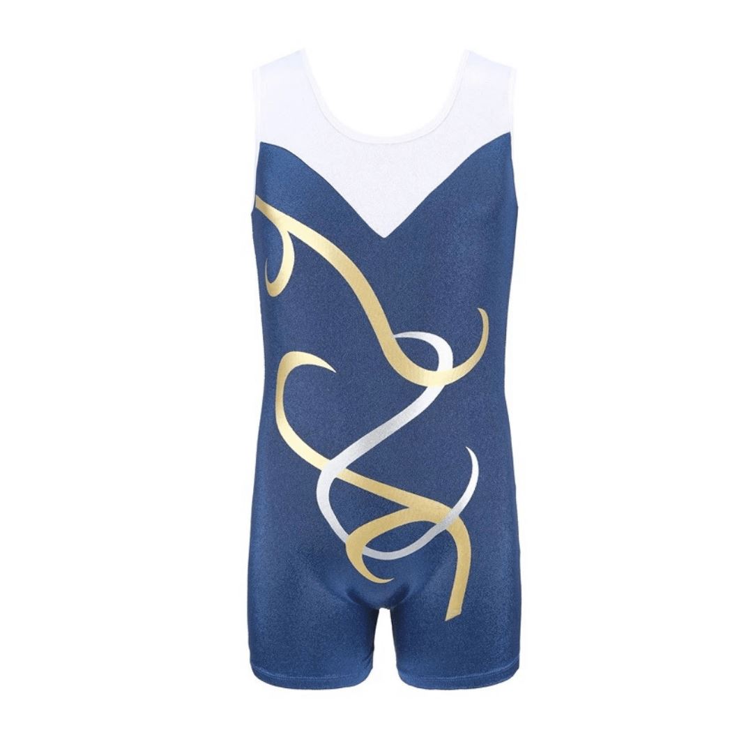 Blue Unitard with Gold Detail