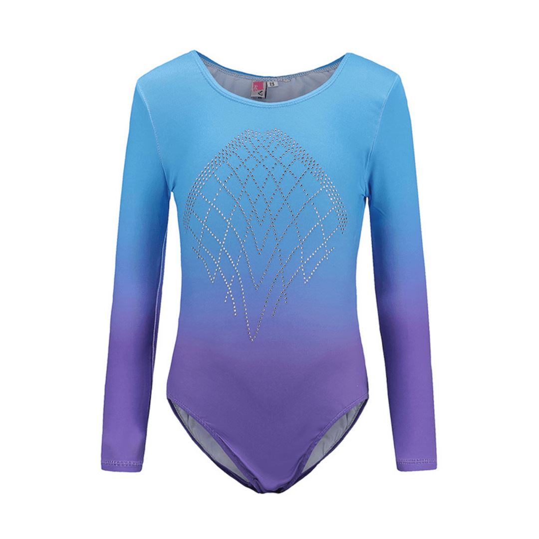 Blue/Purple Ombre Long Rhinestone Leotard