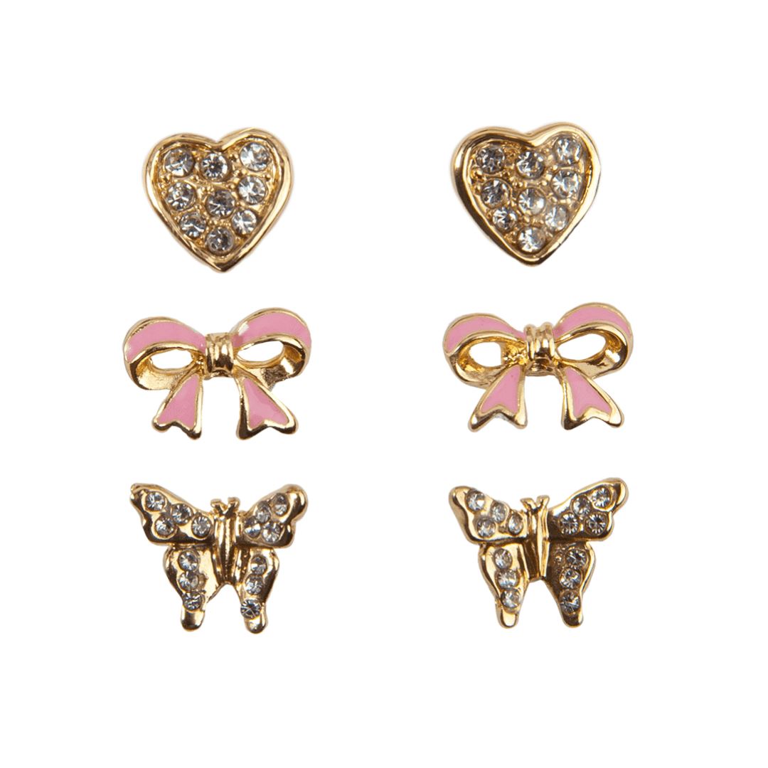 Boutique Dazzle Studded Earrings, 3 Sets