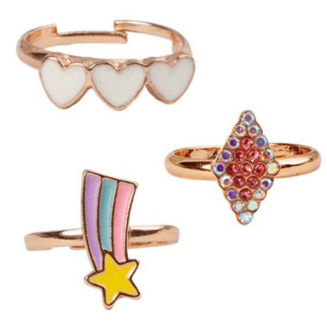 Boutique Heart Star Ring 3pcs