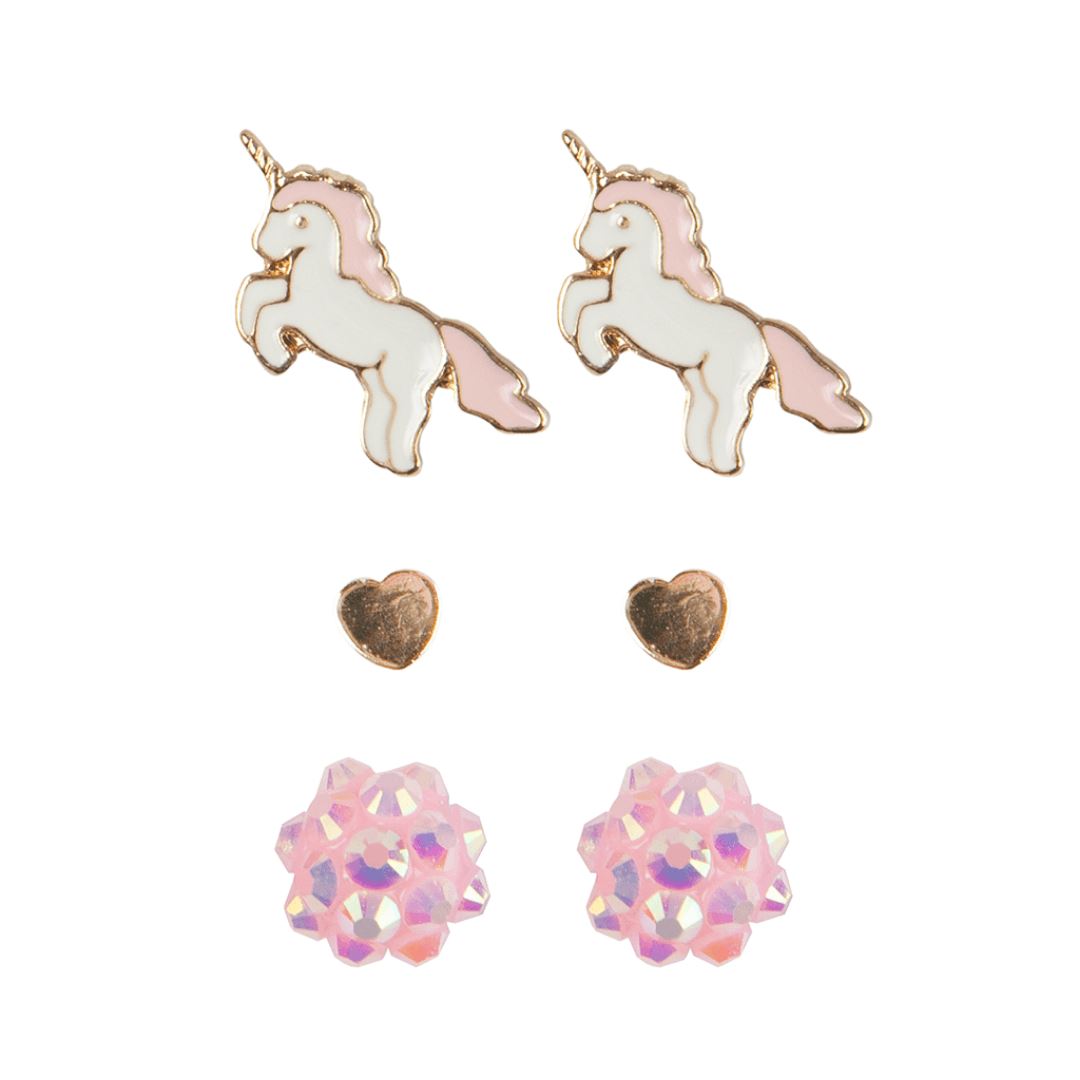 Boutique Unicorn Studded Earrings, 3 Sets