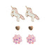 Boutique Unicorn Studded Earrings, 3 Sets