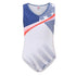 Boys White Blue and Red Gymnastics Leotard