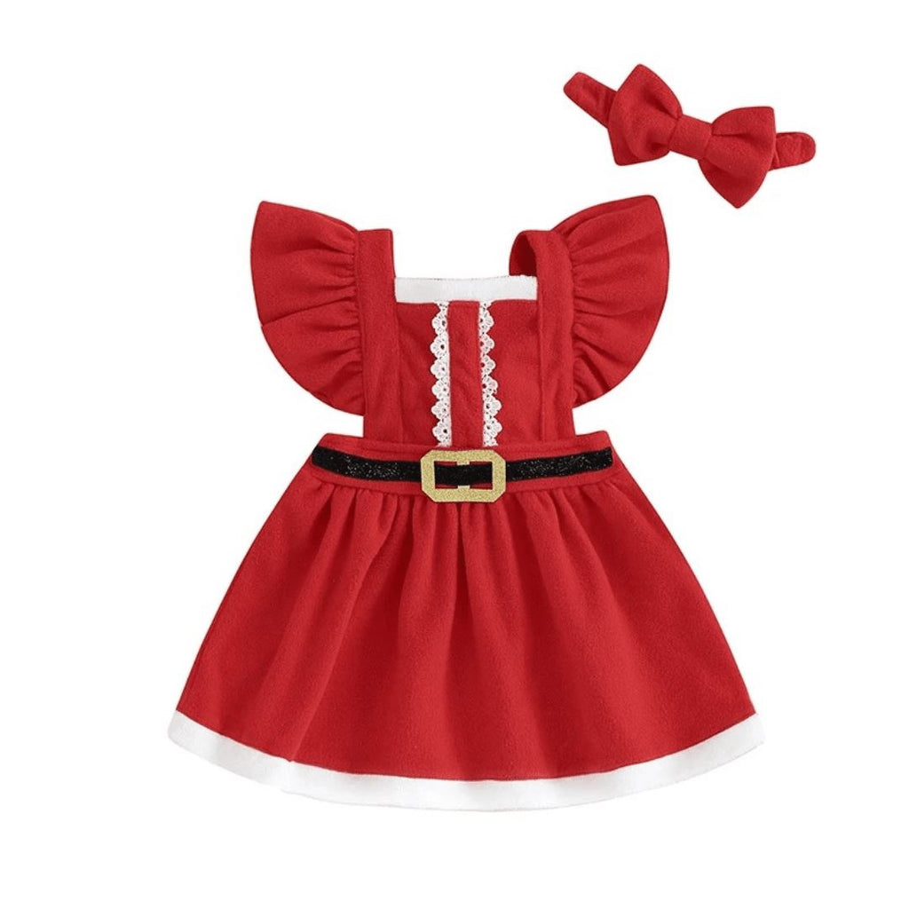 Christmas Dress with Belt & Bow – Kiddie Majigs