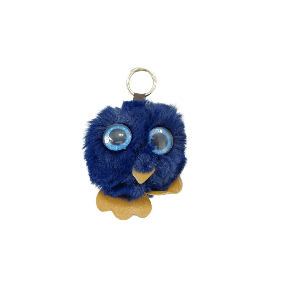 Dark Blue Fluffy Owl Keyring