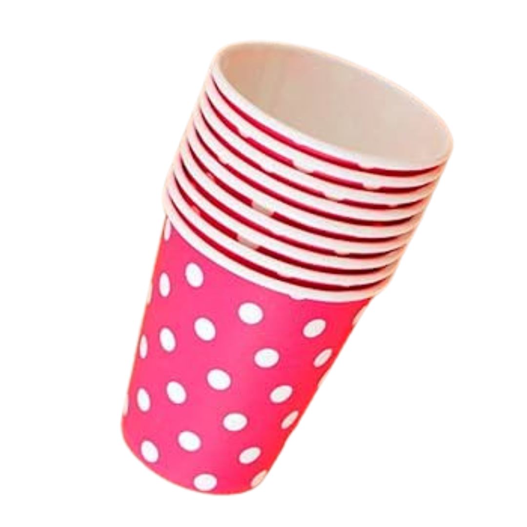 Dark Pink Dot Paper Cups