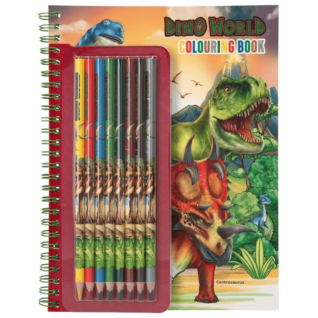 Dino World Colouring Book + Colouring Pens