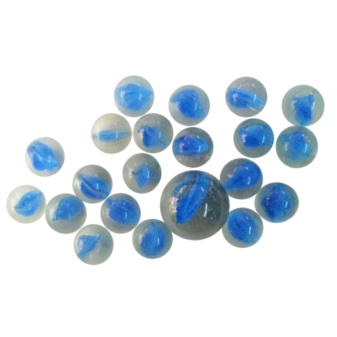 Glass Marbles 20+1 Hi-Catseye Blue