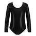 Glossy Black Long-sleeve Leotard