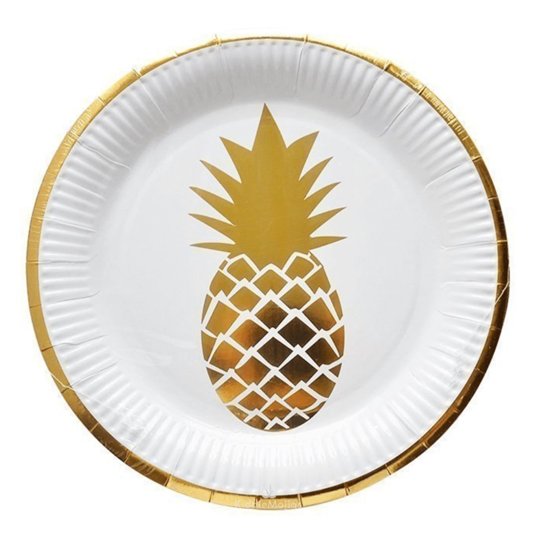 Gold Pineapple Paper Plates 10pc