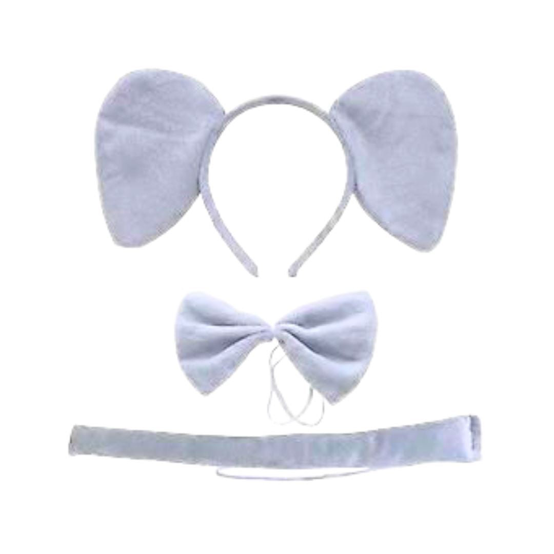 Grey Elephant Set (Aliceband, Bow Tie & Tail)