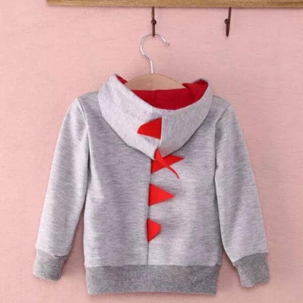 Grey & Red Dinosaur Hoodie