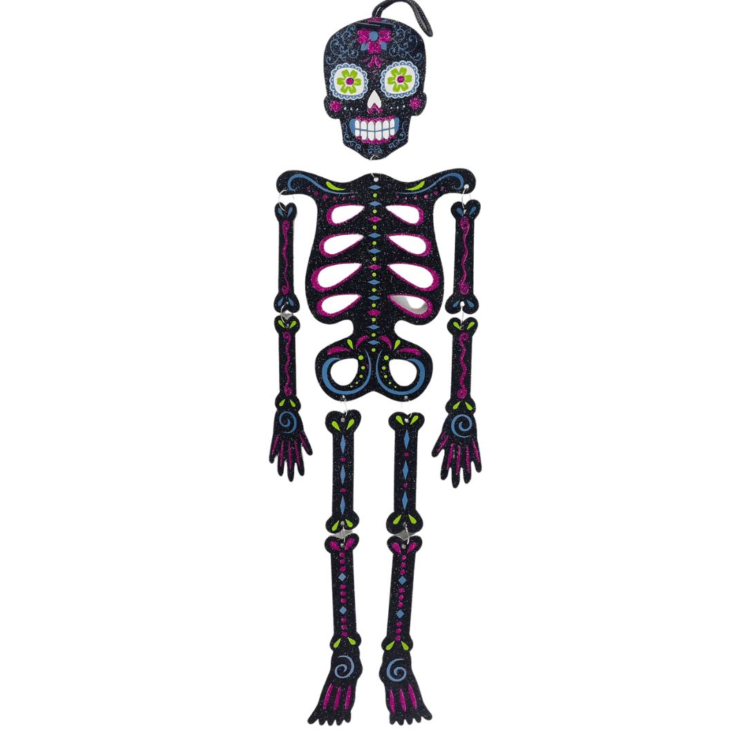 Halloween Black Glitter Skeleton 66cm