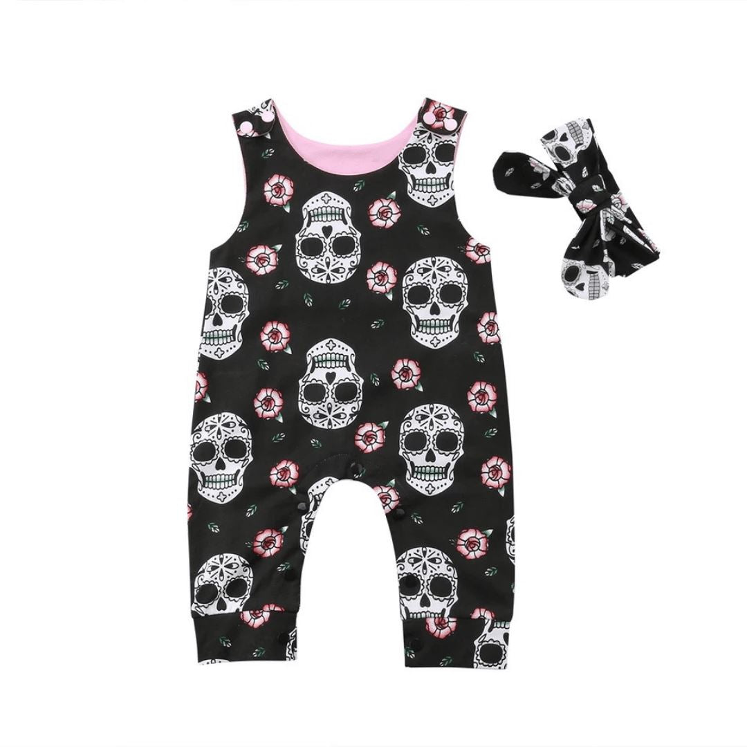 Halloween Skull Romper and Headband