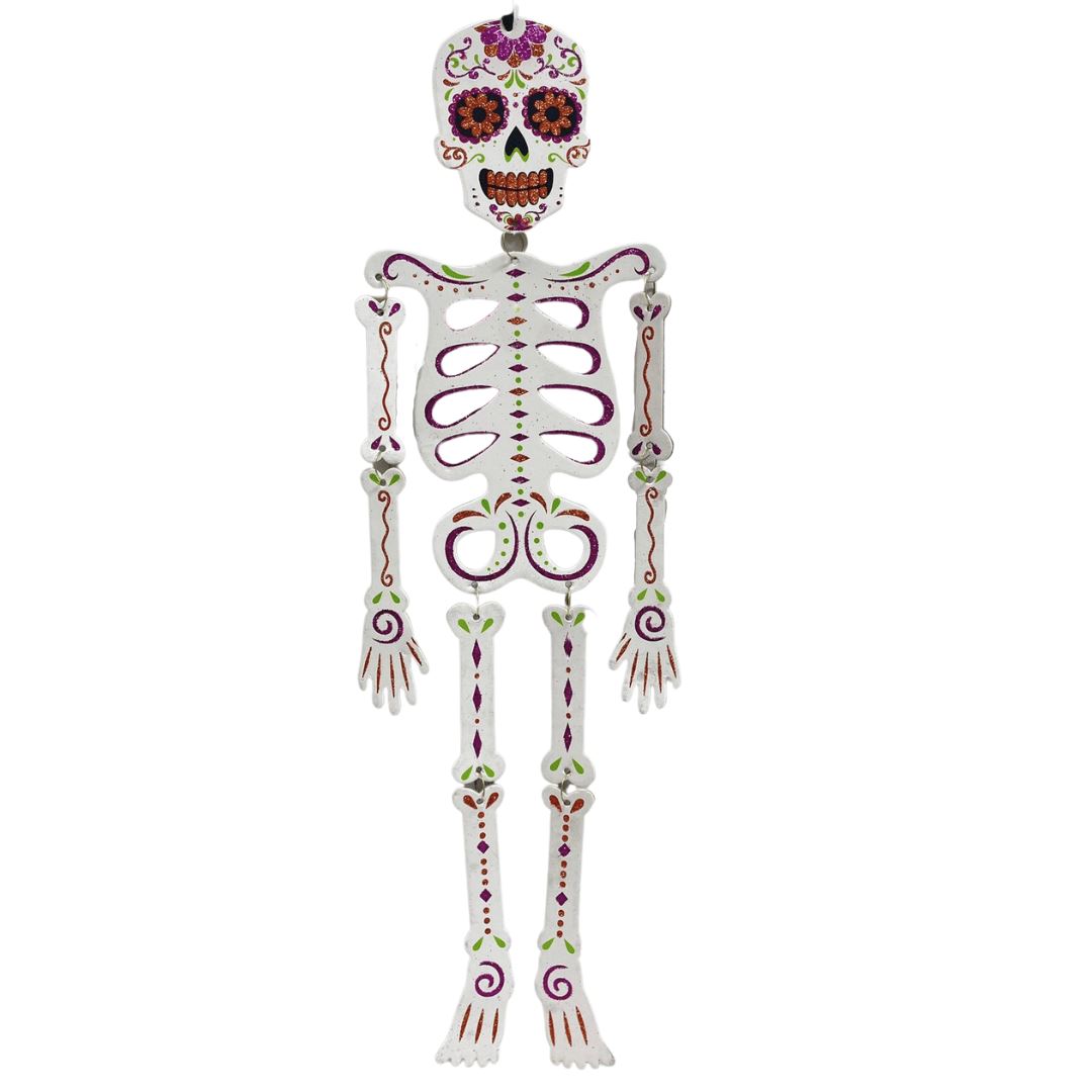 Halloween White Glitter Skeleton 66cm