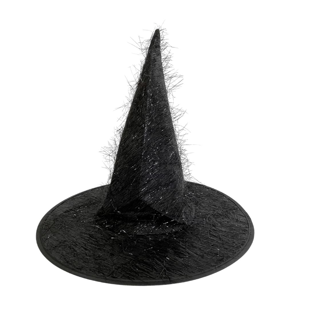 Halloween Witch Hat Black Tinsel