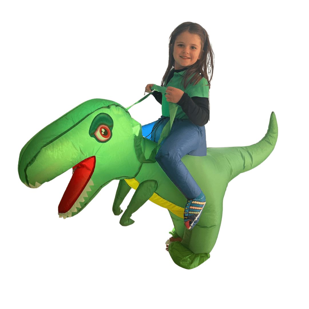 Kids Inflatable Riding Dinosaur Green