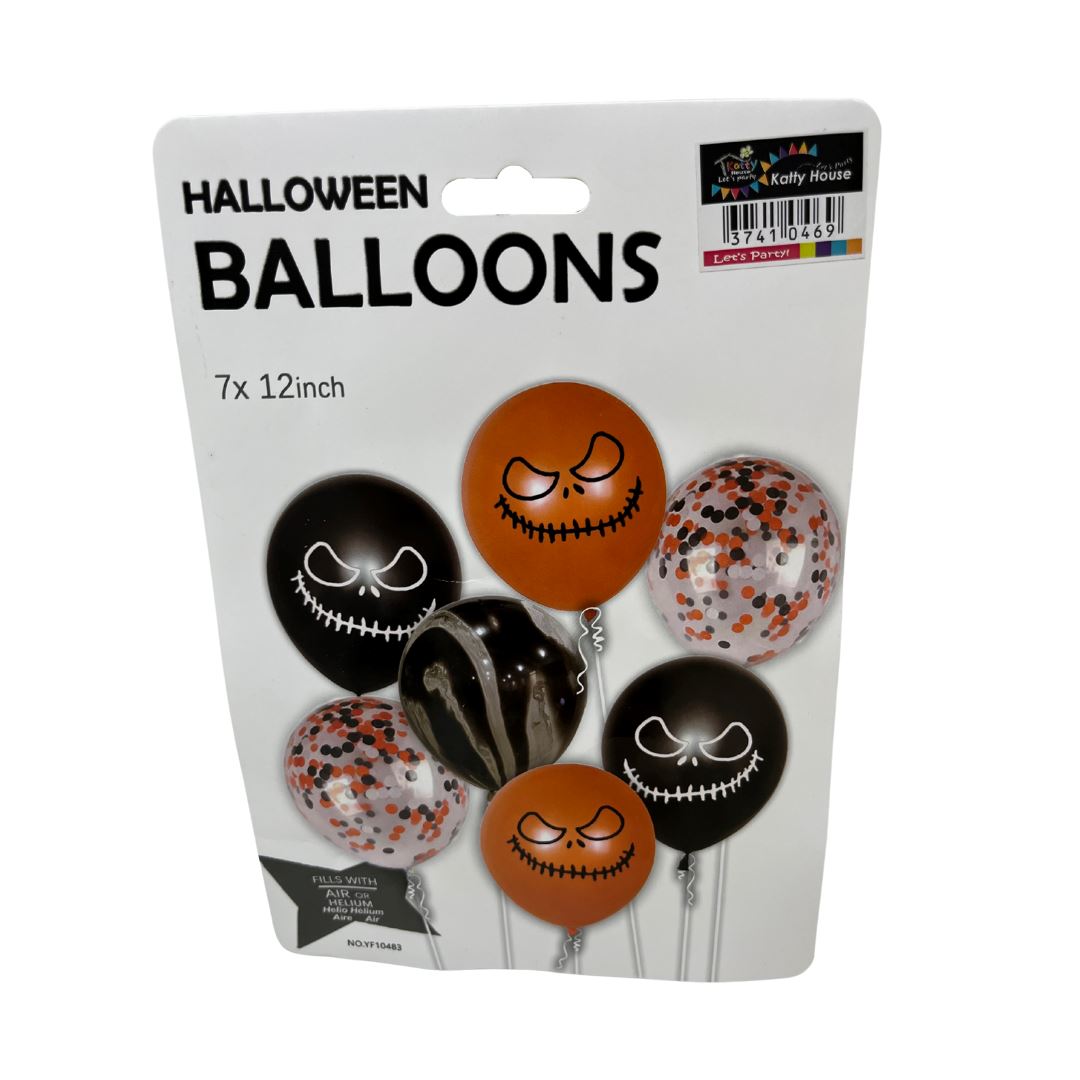 Latex Halloween Balloon 12" 7pc