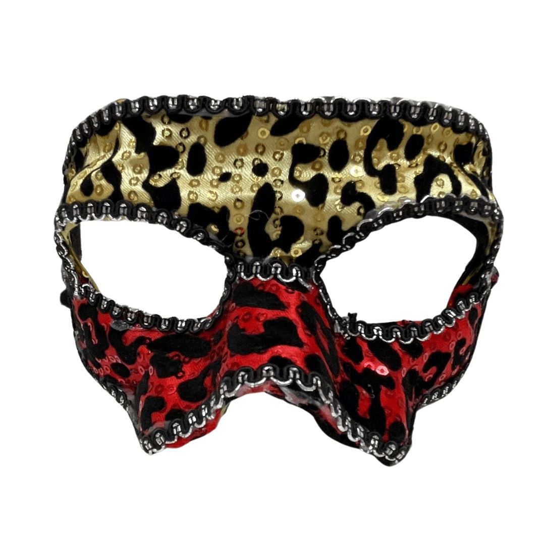 Leopard Print Mask - Gold & Red