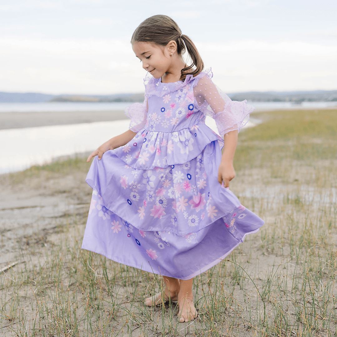 Magical Family Purple Floral Dress Sheer Sleeve