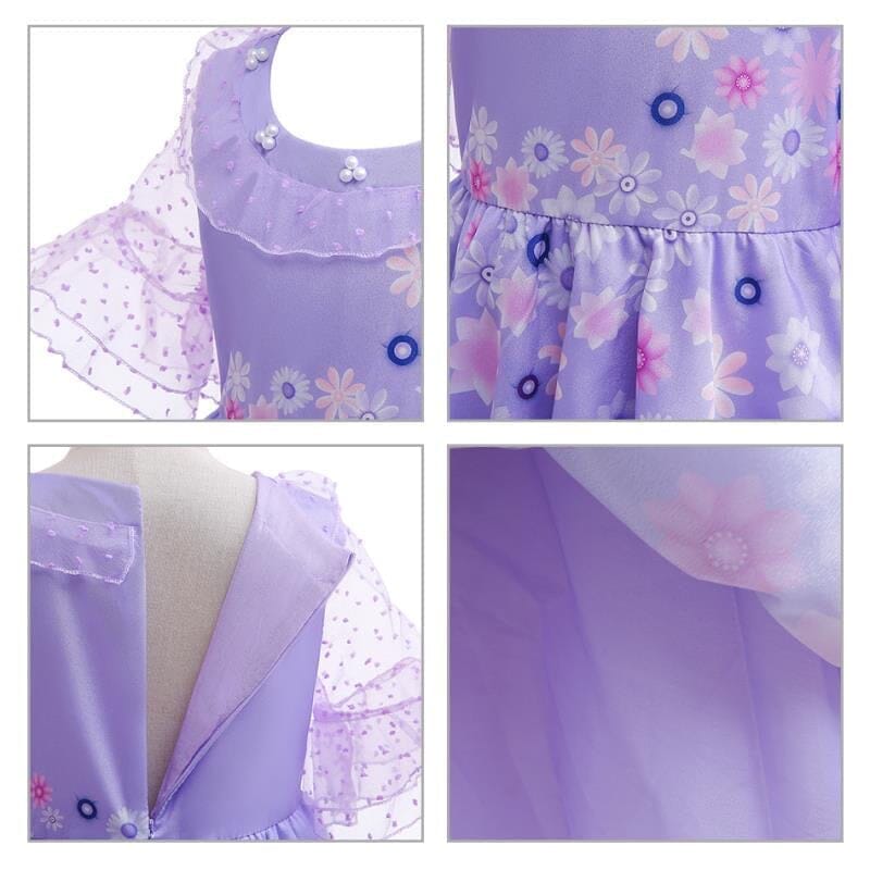 Magical Family Purple Floral Dress Sheer Sleeve