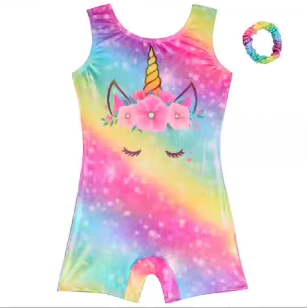 Multicolour Unicorn Unitard with Scrunchy