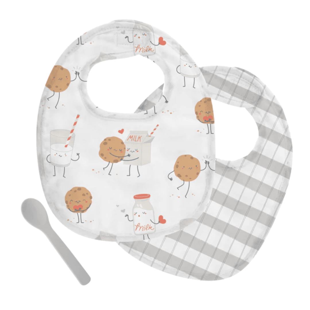 Muslin Bib Set Milk And Cookies