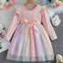 Pastel Sparkle Princess Dress – Long Sleeve Rainbow Tulle for Girls