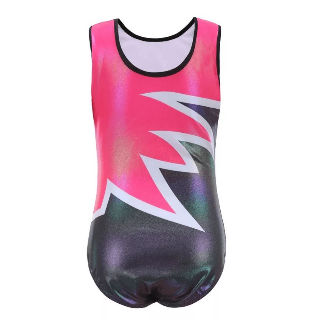 Pink Black Flame Sleeveless Leotard