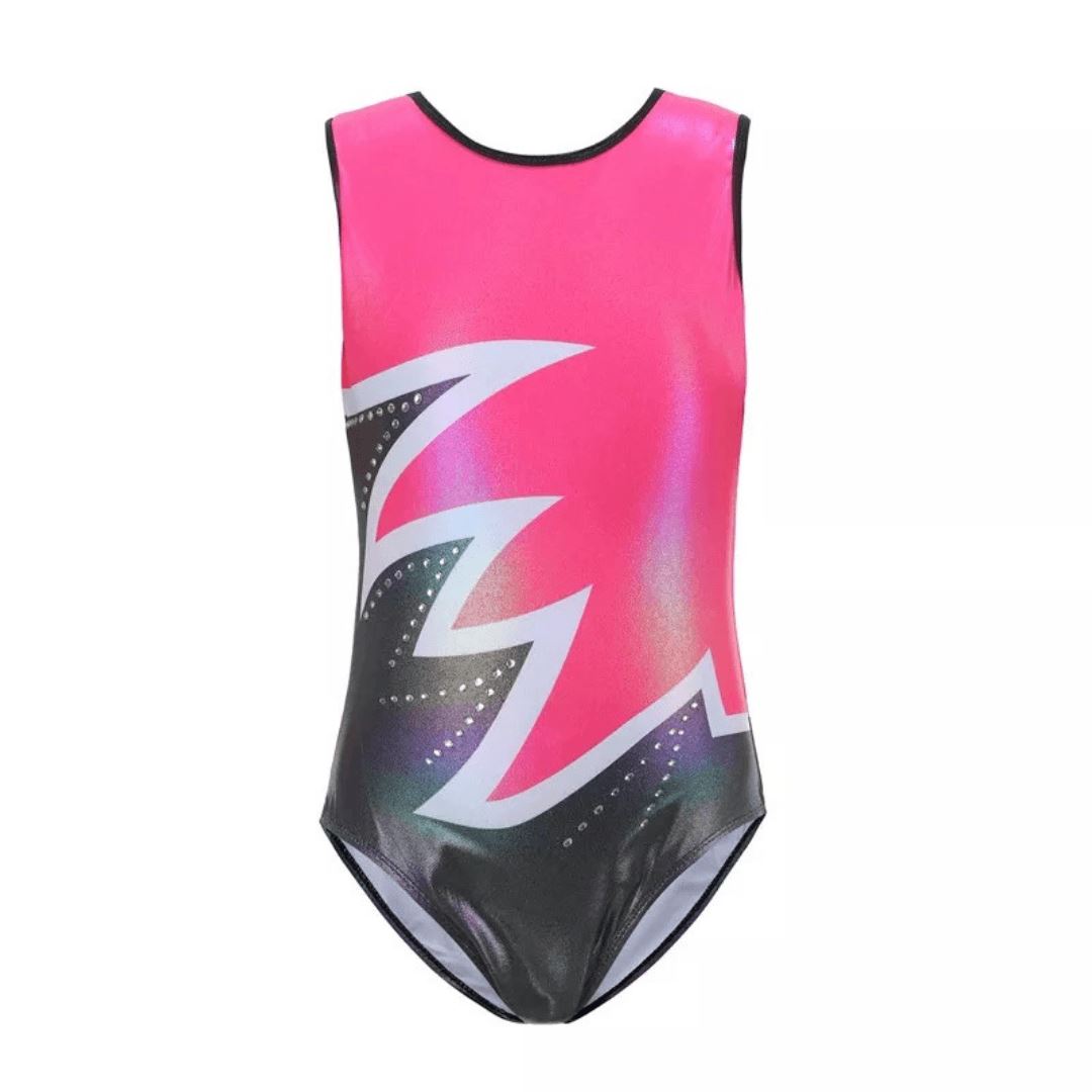 Pink Black Flame Sleeveless Leotard