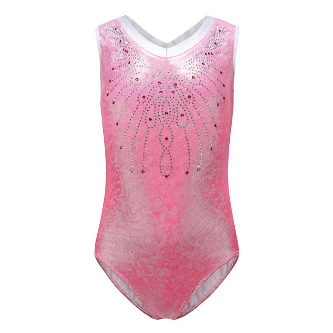 Pink Sparkle Leotard with Rhinestones