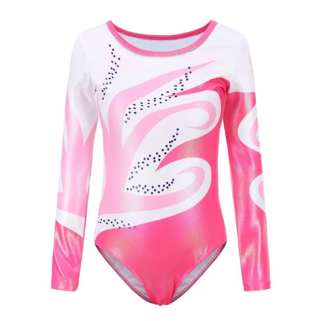 Pink Swirl Long Sleeve Leotard