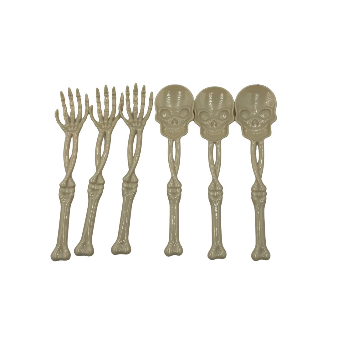Plastic Skull Spoon and Fork Set