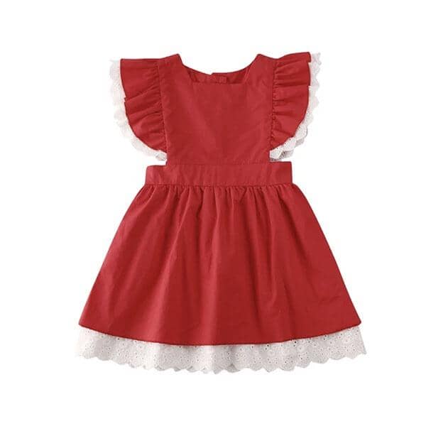 Red Christmas Dress White Trim