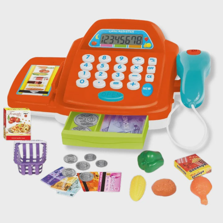 Electric Cash Register Toy - 19 Piece Set - RED