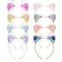 Colorful assorted sequin cat ears headbands, perfect accessory for parties or playful outfits.