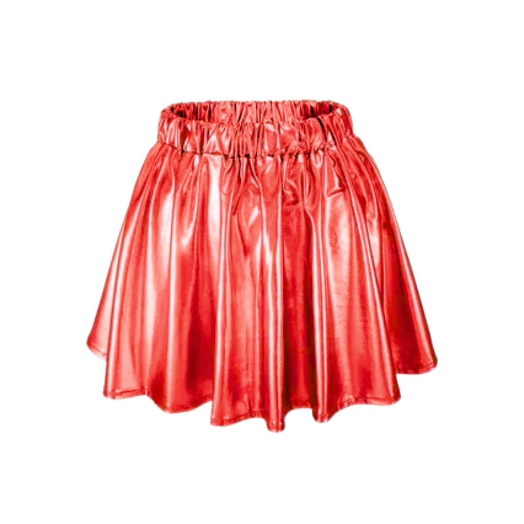 Shiny Metallic Skirt - Red