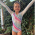 Silver Marbled Long sleeve Leotard with Rhinestones