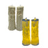 Skeleton bride and groom LED candles, white and yellow, perfect for Halloween décor, glowing and spooky design.