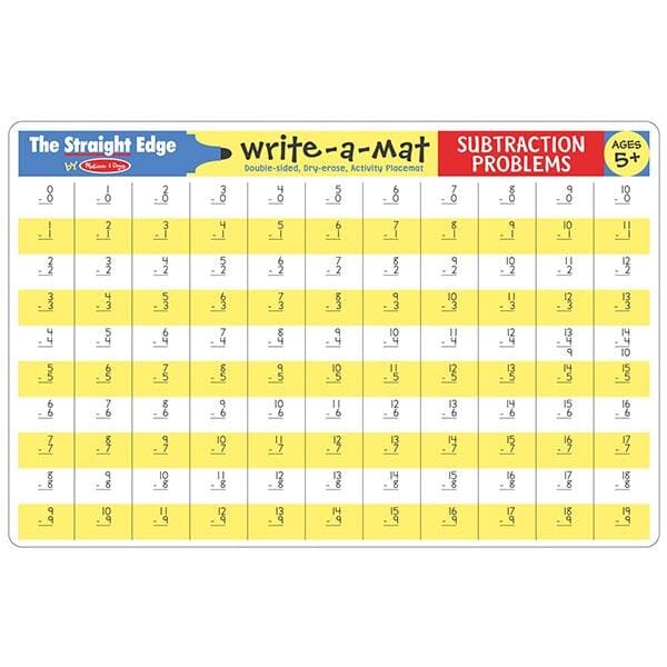 Subtraction Problems Write-A-Mat