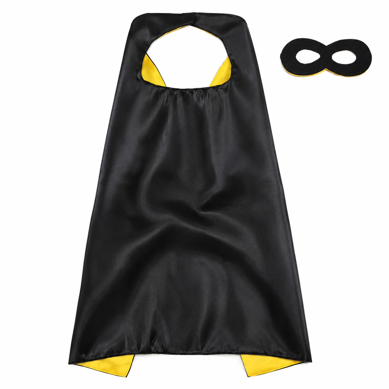 Black and Yellow Superhero Cape and Mask