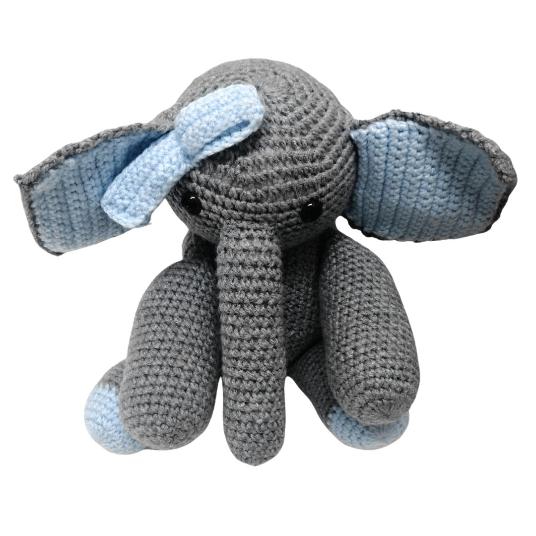 Tatenda Creations Teddies - Grey Elephant with Blue Bow