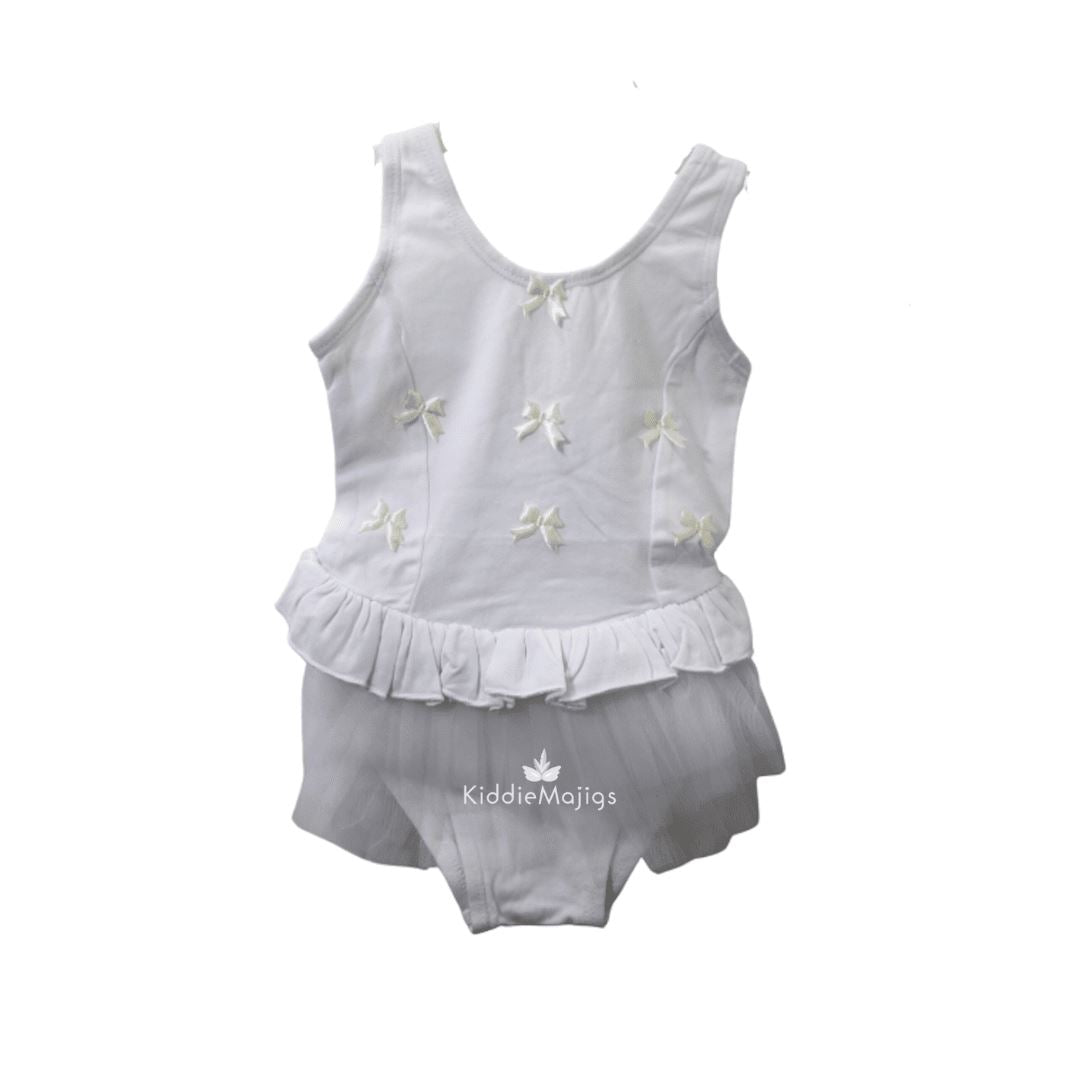 Toddler White Tutu Dress with Bows