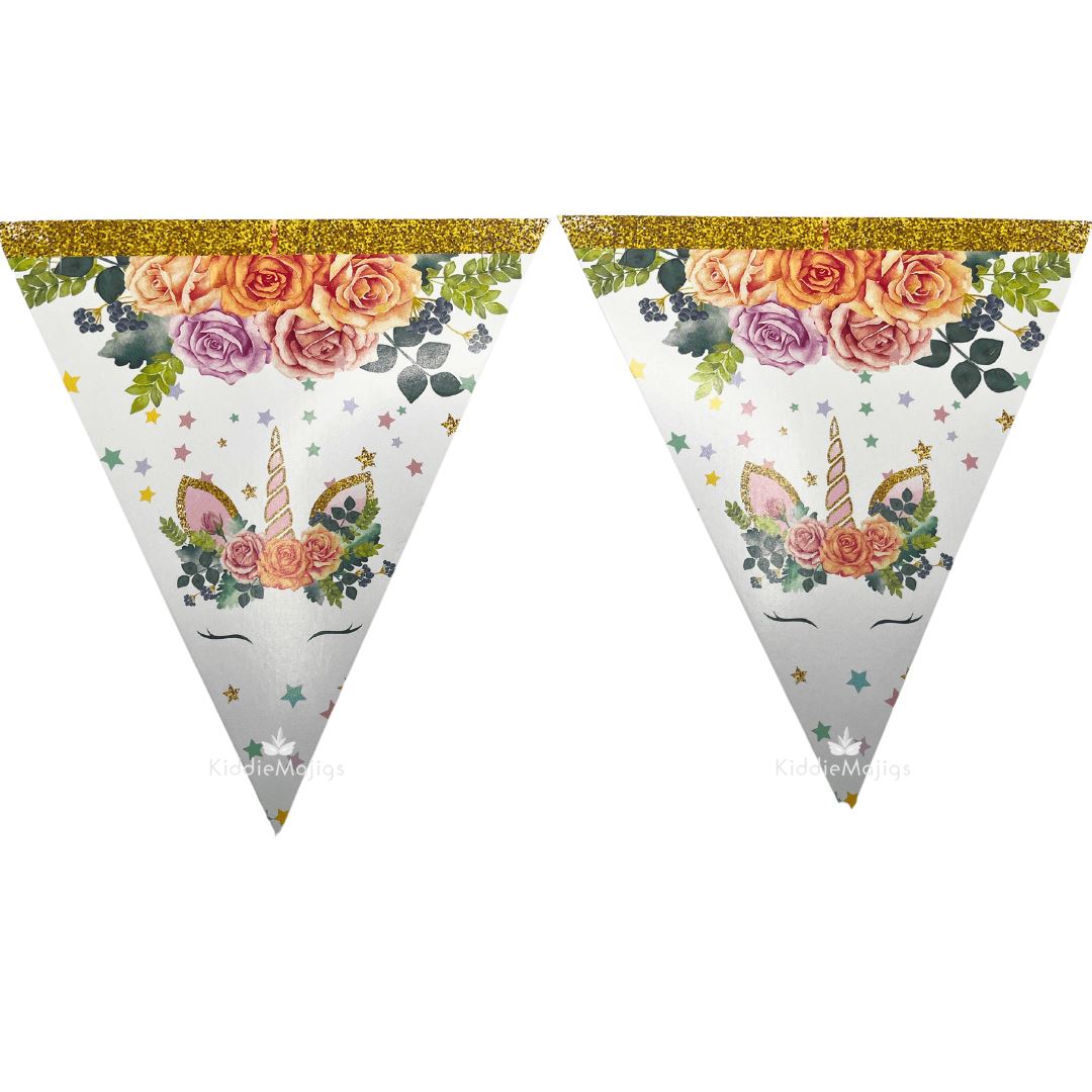 Unicorn Flower Party Flag Banner