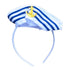 White and Blue Captain Sailor Aliceband Hat