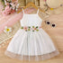 White Floral Embroidered Tulle Dress for Girls